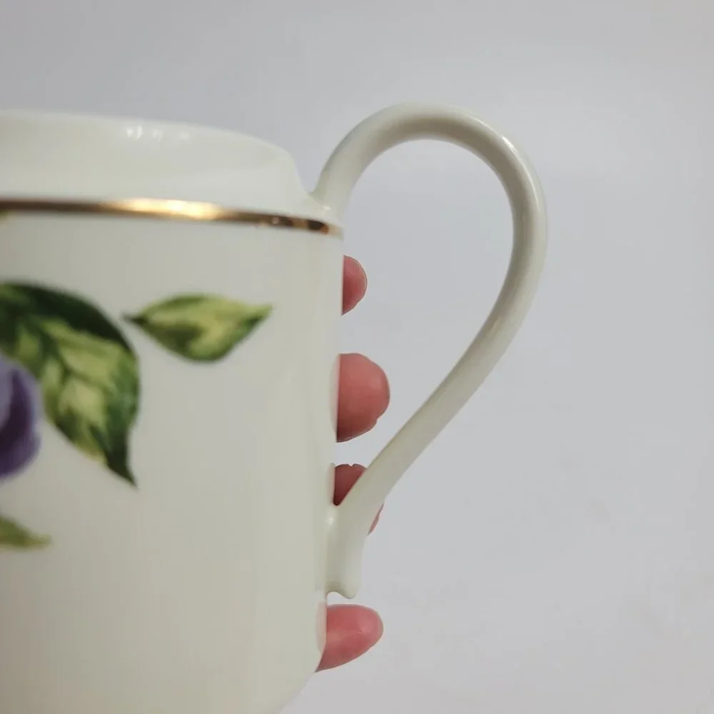 Mikasa Plum Court L3132 Creamer White with Purple Plums and Green Leaves
